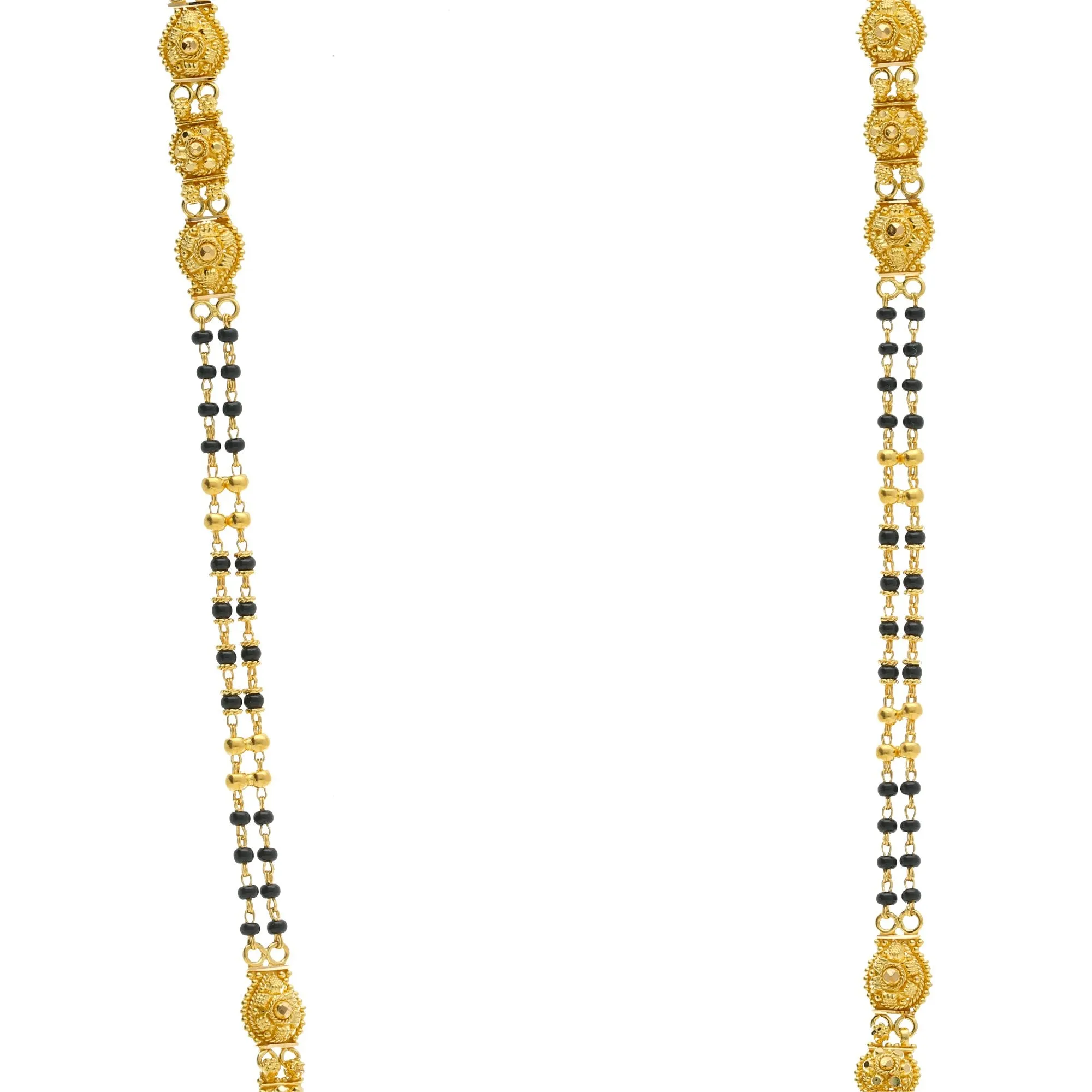 22K Gold Mangalsutra Black Beads Chain, Length 30inches