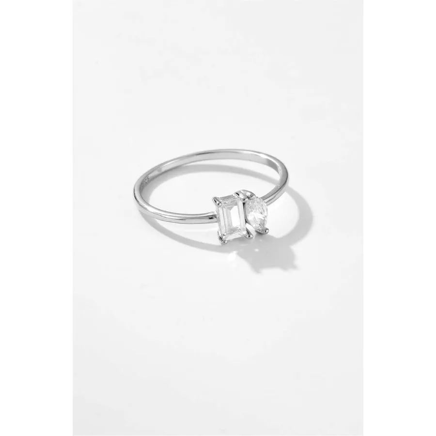 925 Sterling Silver Geometric Zircon Ring