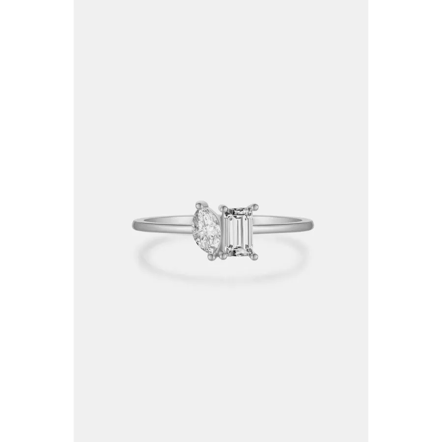 925 Sterling Silver Geometric Zircon Ring