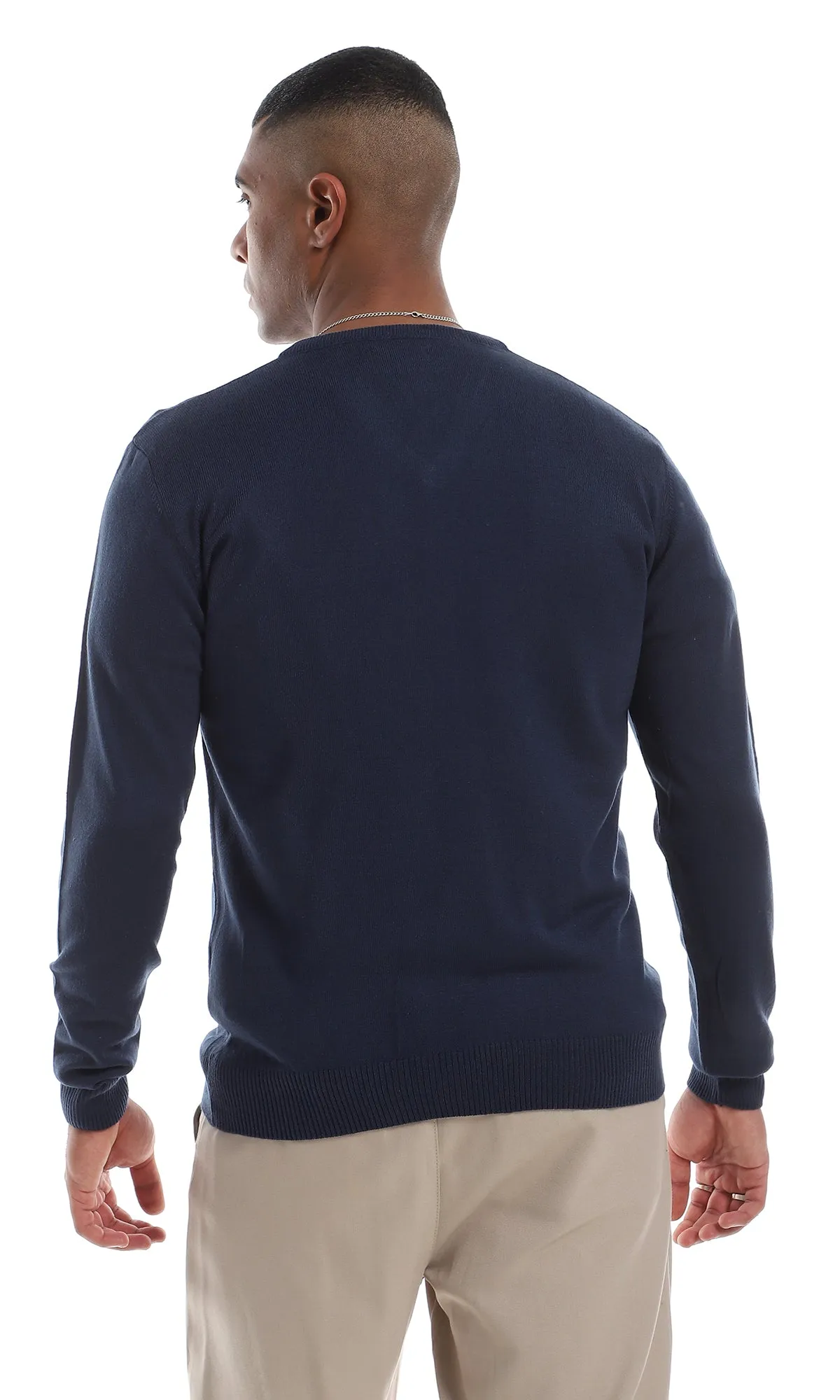 94416 Basic V-Neck Slip On Navy Blue Slip On Pullover