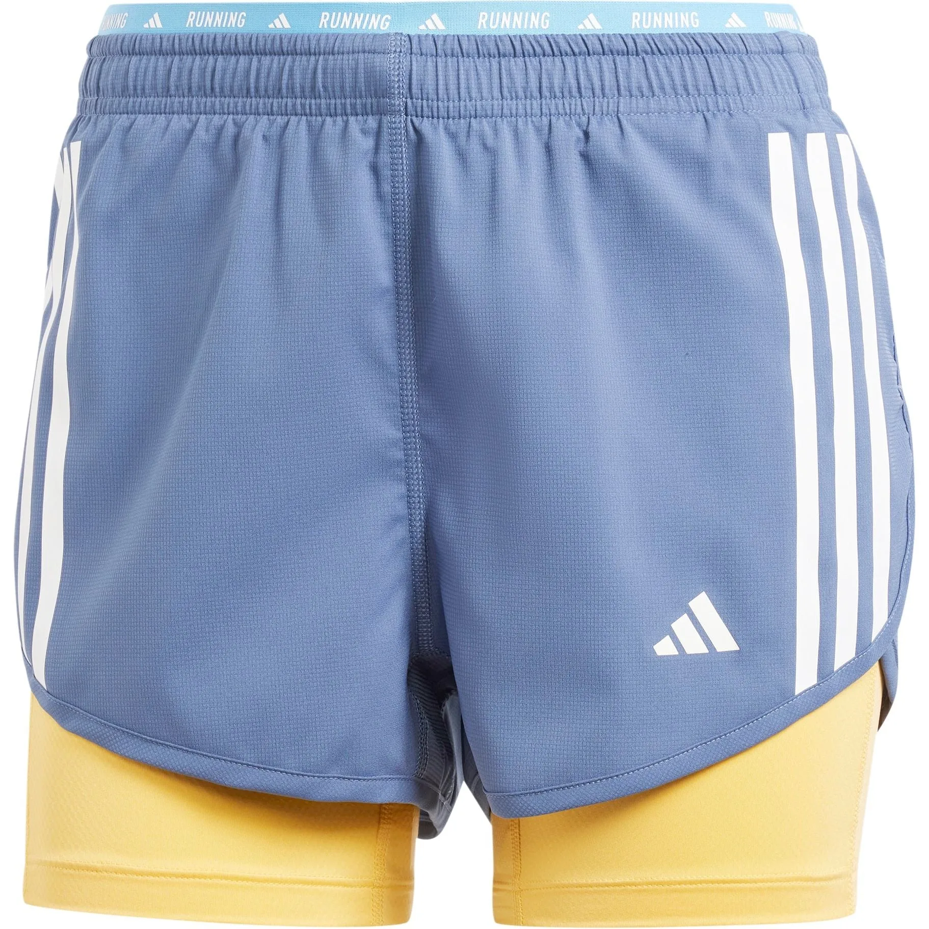 adidas Own The Run 3 Stripes 2 In 1 Womens Running Shorts - Blue