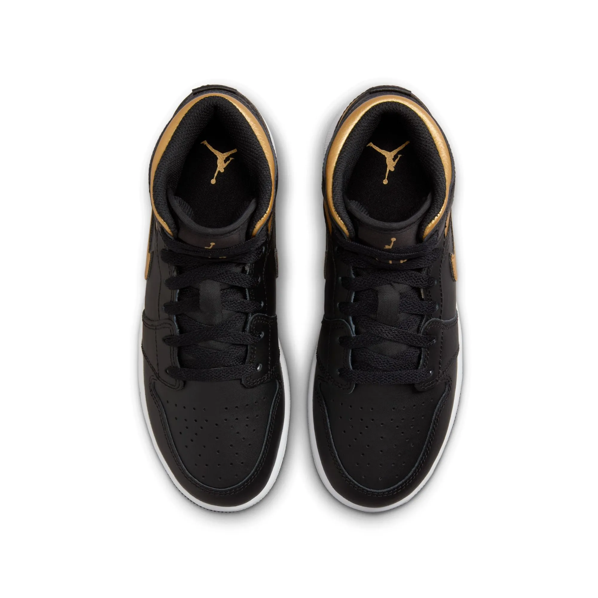 Air Jordan 1 Mid GS (Black/Metallic Gold/White)