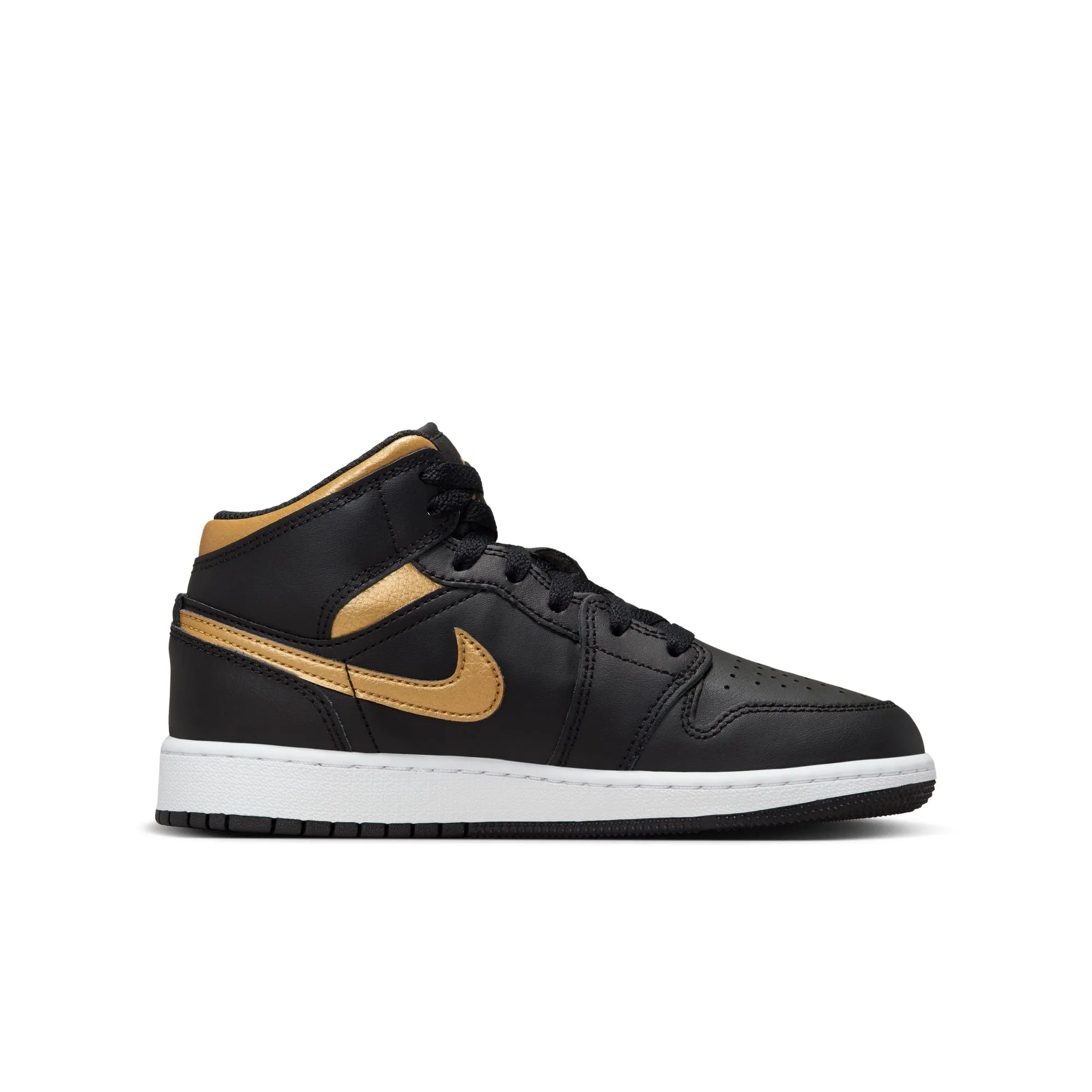 Air Jordan 1 Mid GS (Black/Metallic Gold/White)