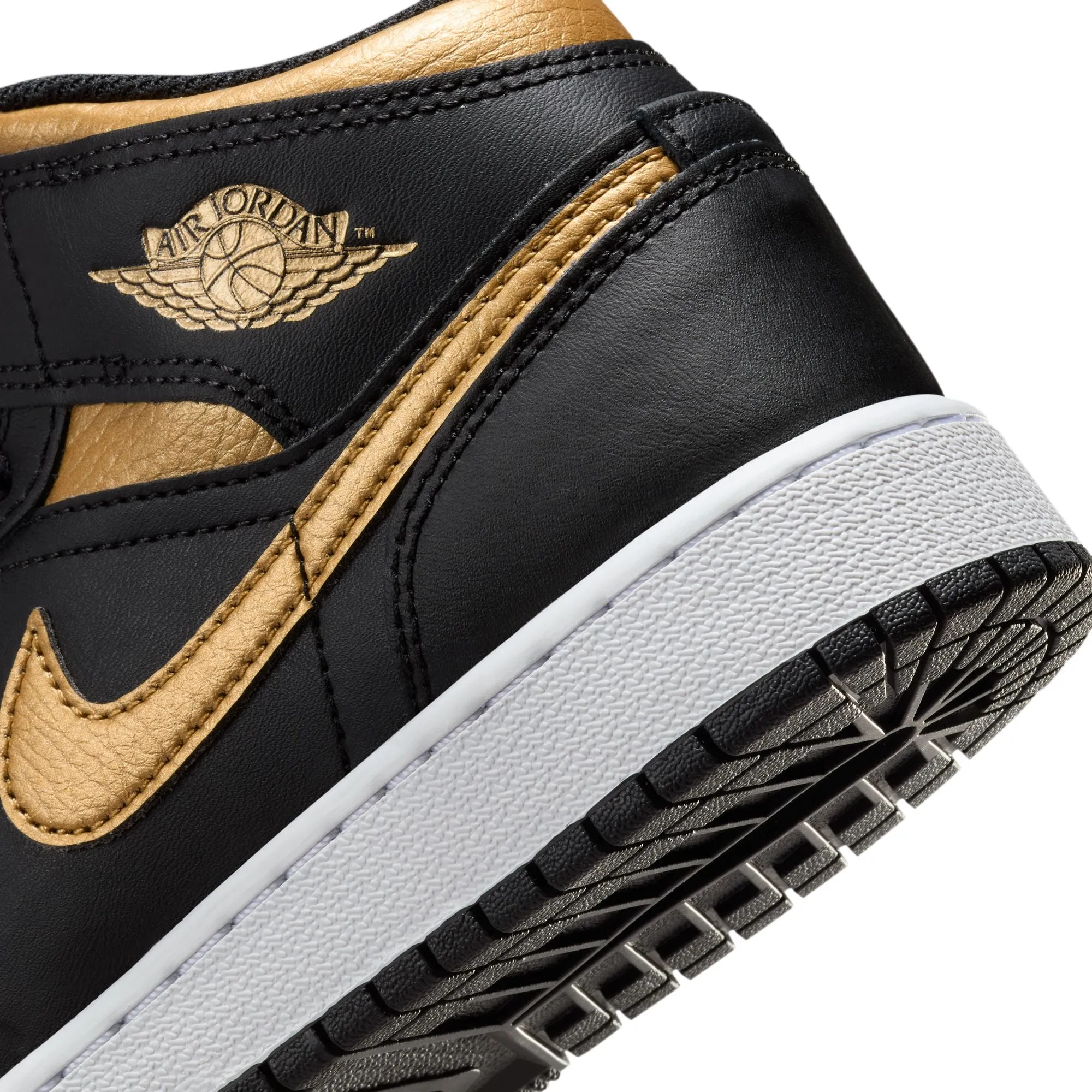 Air Jordan 1 Mid GS (Black/Metallic Gold/White)