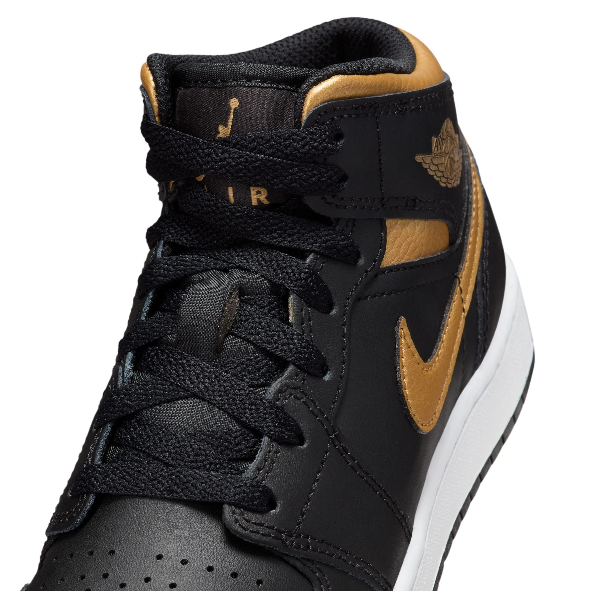 Air Jordan 1 Mid GS (Black/Metallic Gold/White)