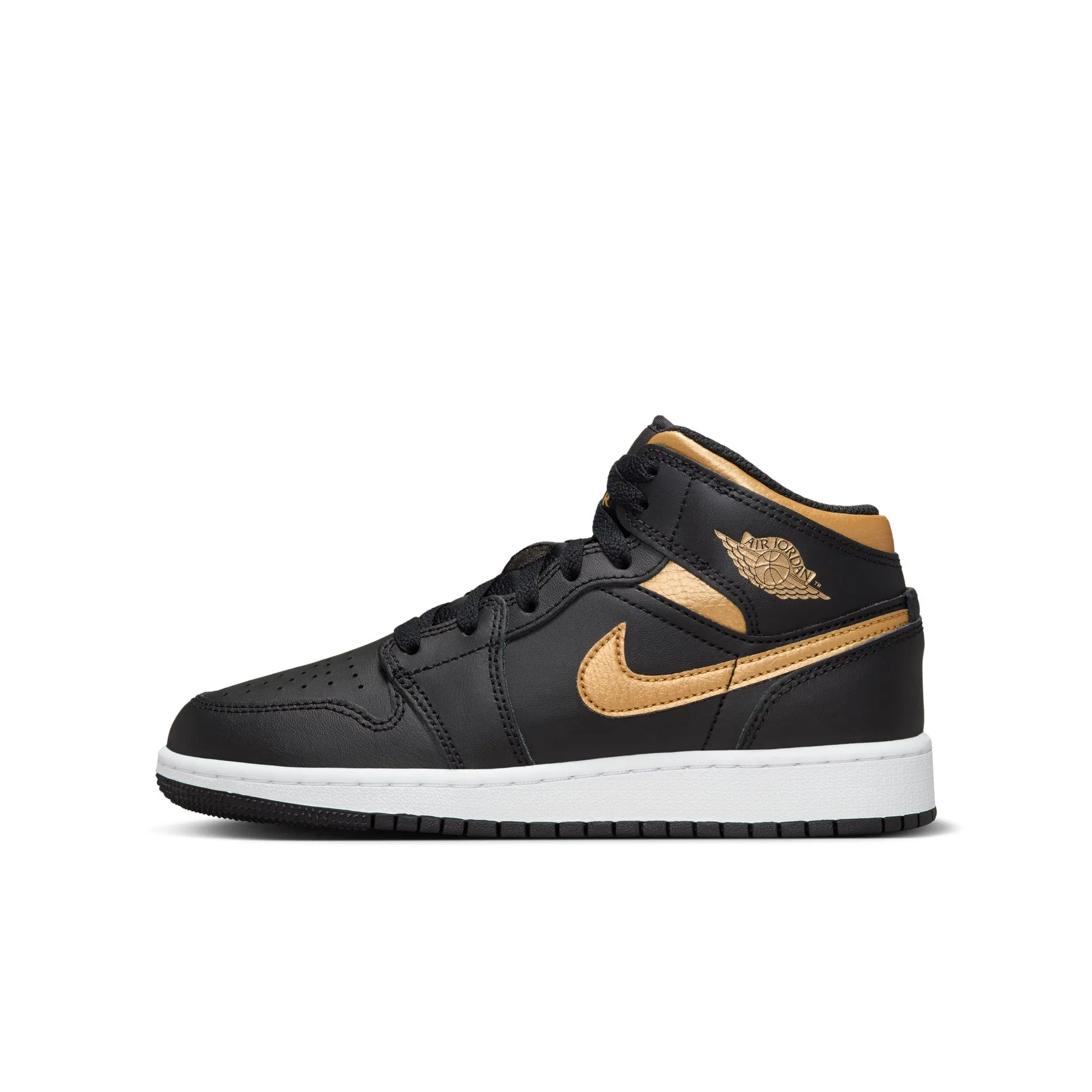 Air Jordan 1 Mid GS (Black/Metallic Gold/White)