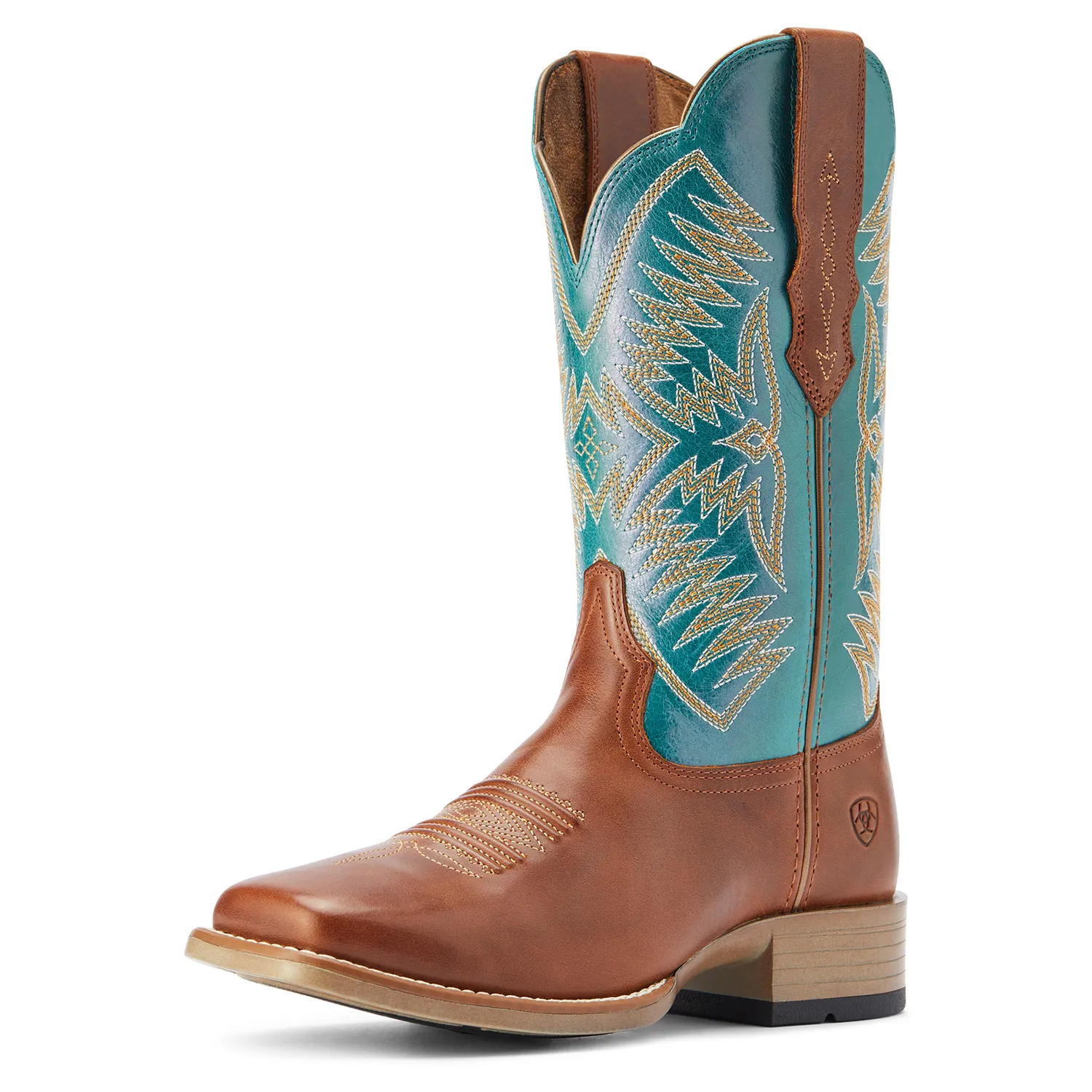 Ariat Womens Odessa StretchFit Western Boot Almond Roca/Metallic Turqueza