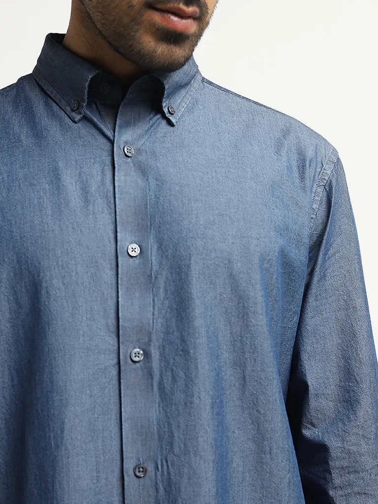 Ascot Dark Blue Relaxed-Fit Cotton Shirt