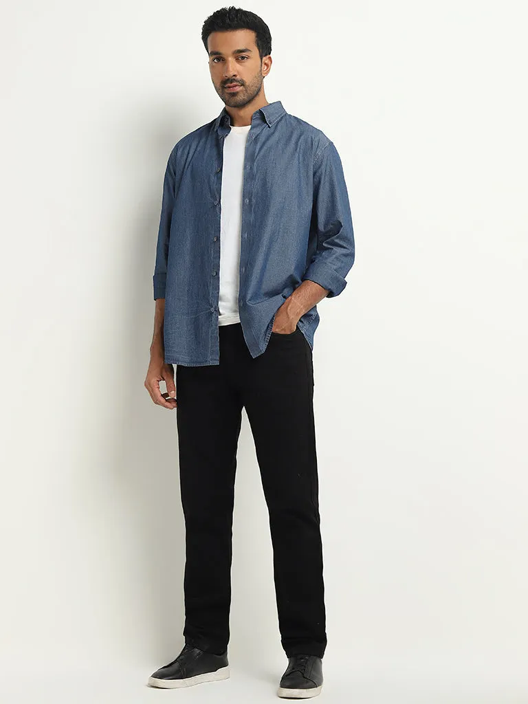 Ascot Dark Blue Relaxed-Fit Cotton Shirt