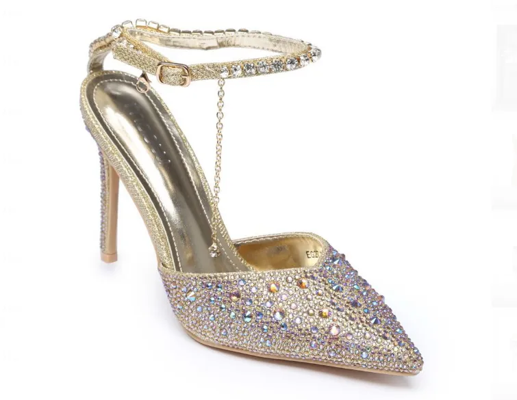 Ashling Gold Jewel Stiletto Pumps