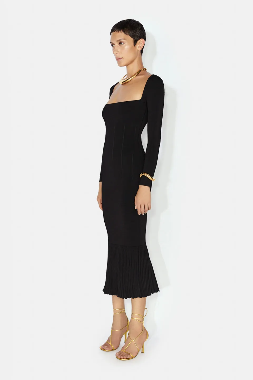 Atalanta Long Sleeved Dress - Black