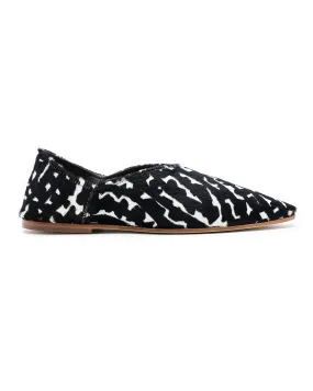 Babù Milano Leather Flats - Black and White Cavallino