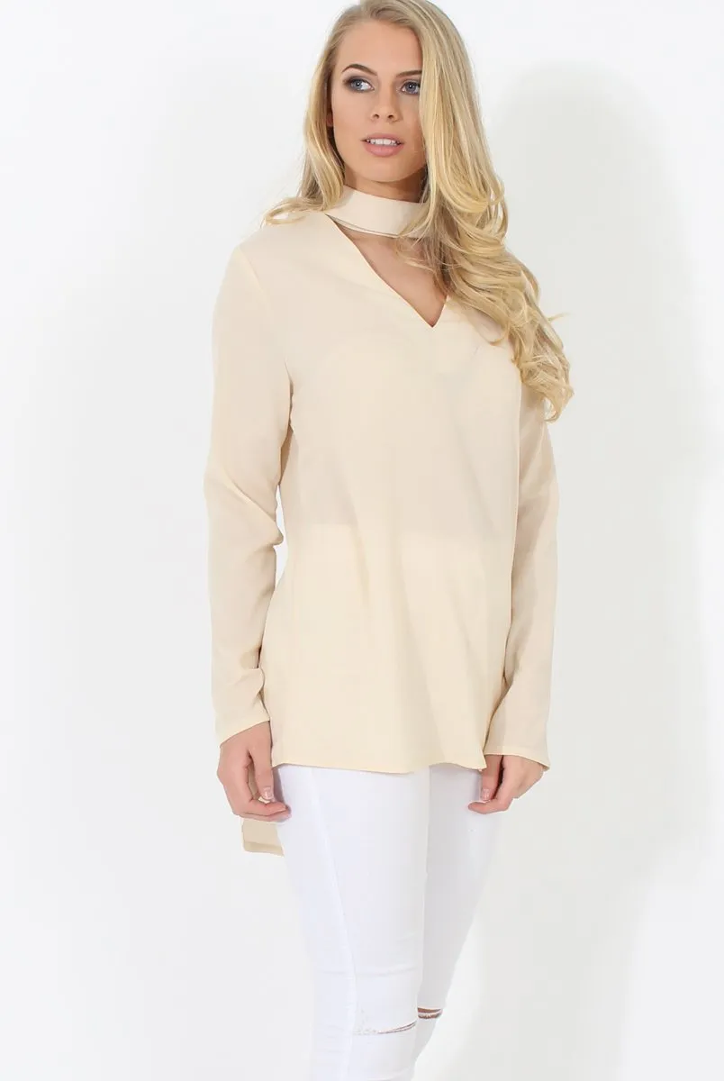 Beige V Front Top - Sage