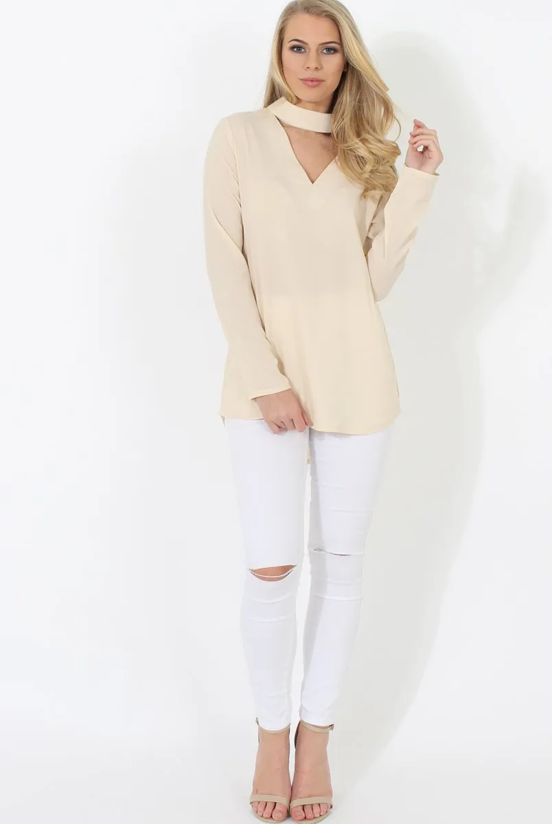 Beige V Front Top - Sage