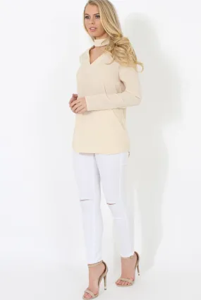 Beige V Front Top - Sage