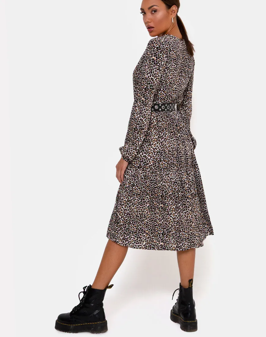 Bello Midi Dress in Rar Leopard Brown