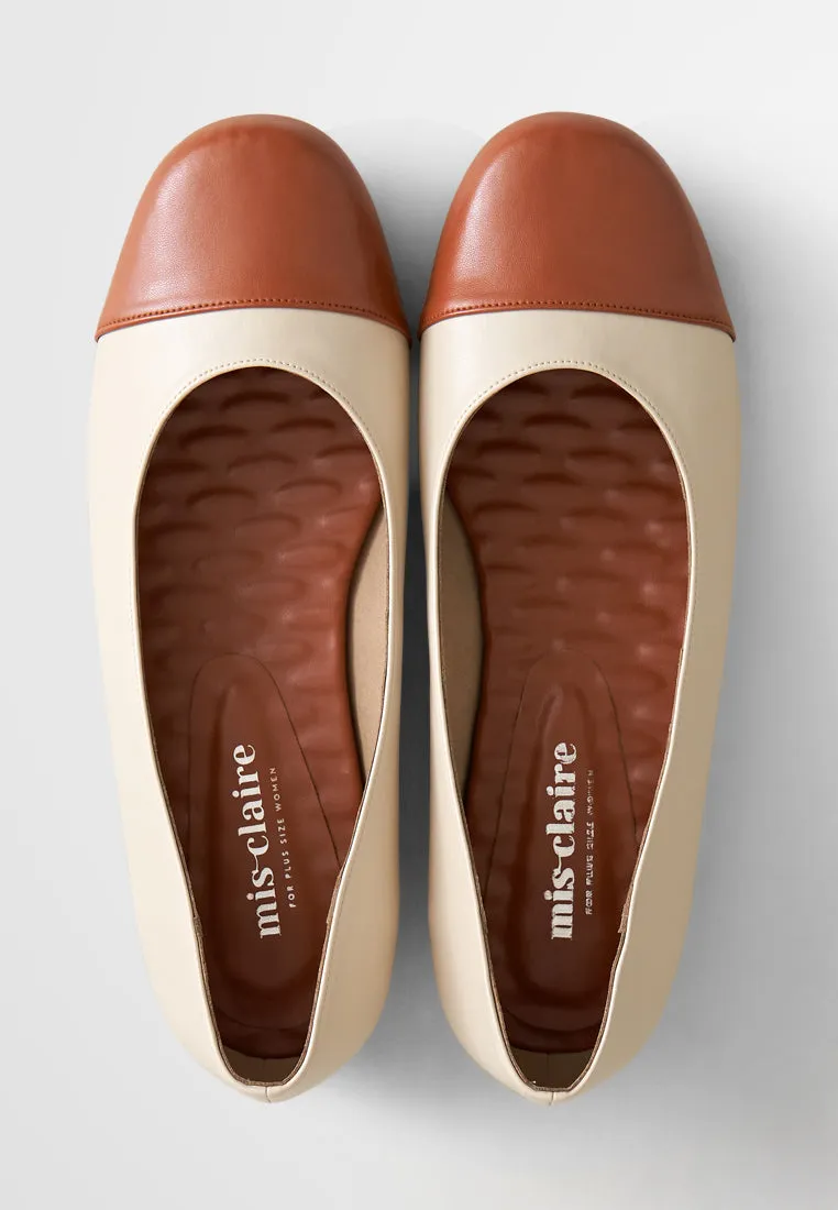 Bernardine Colour Block Ballerina Flats - Brown