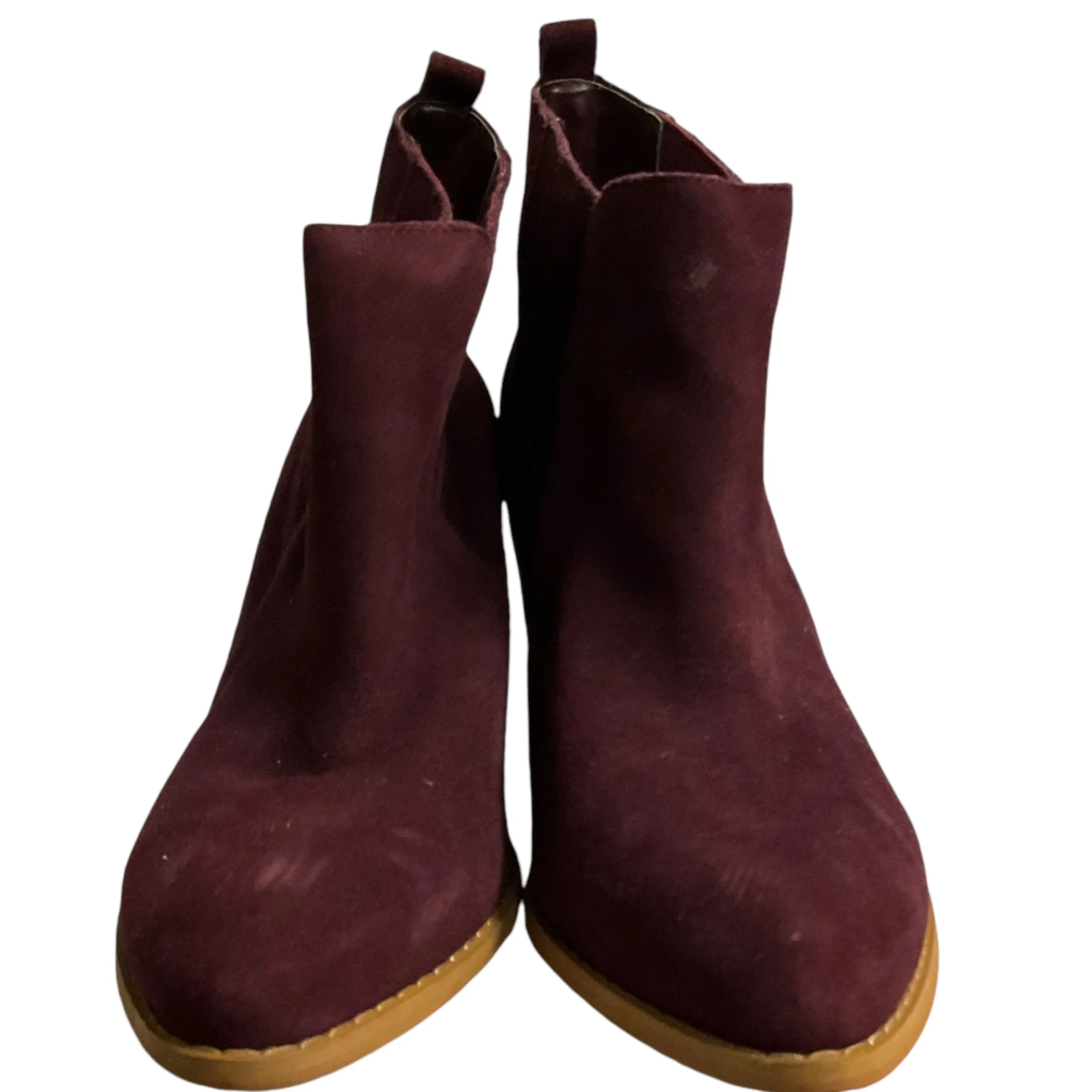 Boots Ankle Heels By Crown Vintage In Burgundy, Size: 8.5