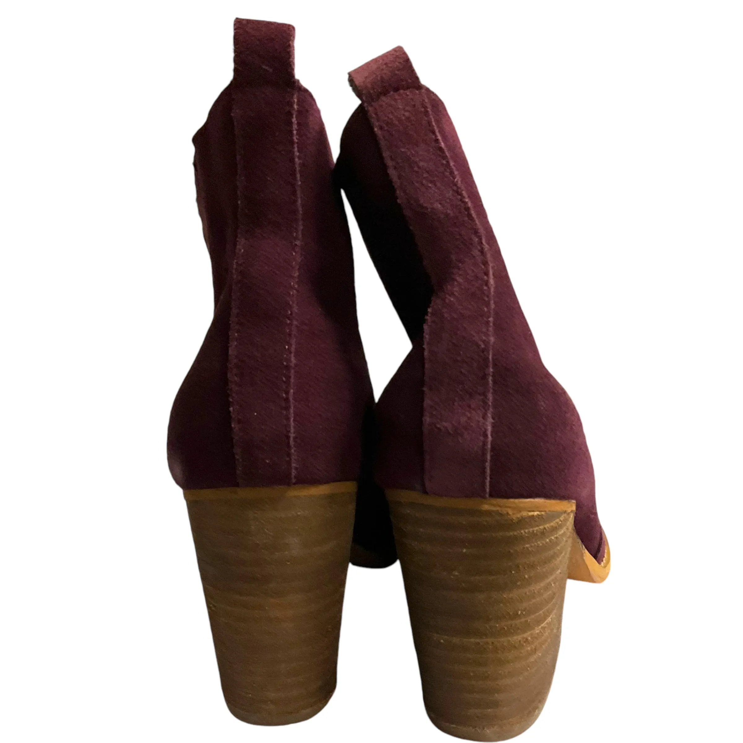 Boots Ankle Heels By Crown Vintage In Burgundy, Size: 8.5