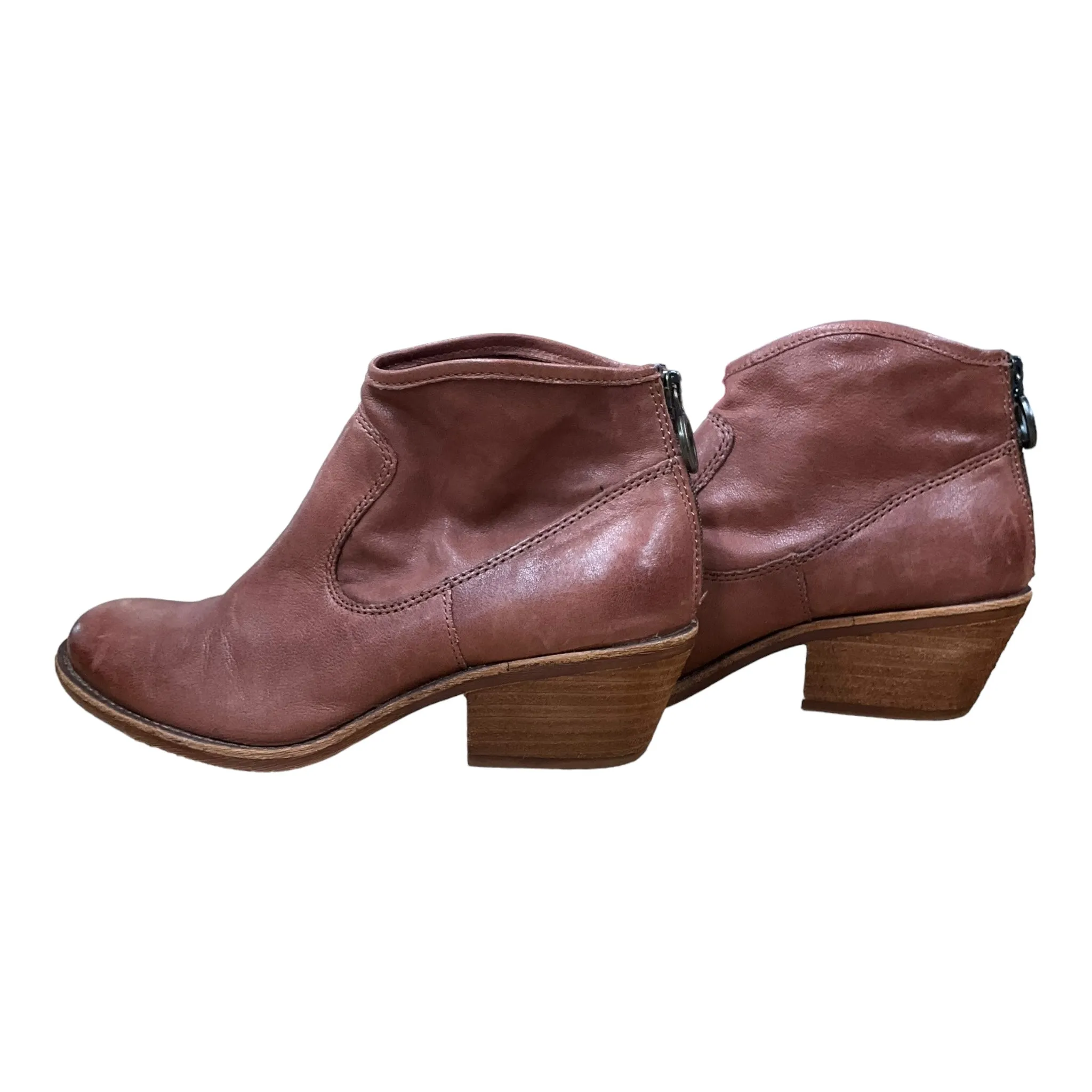 Boots Ankle Heels By Sofft In Brown, Size: 7.5