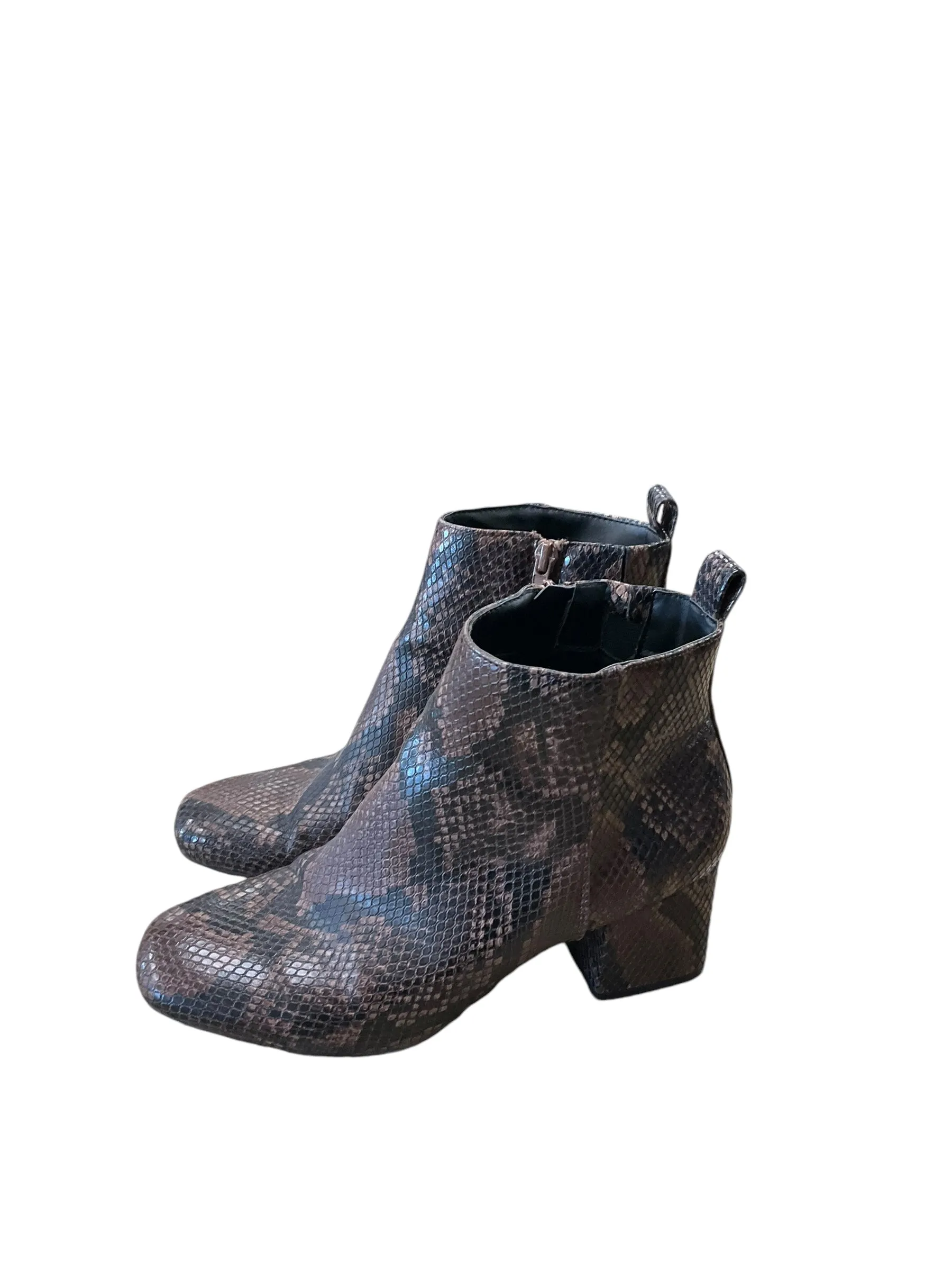 Boots Ankle Heels By Time And Tru In Snakeskin Print, Size: 8