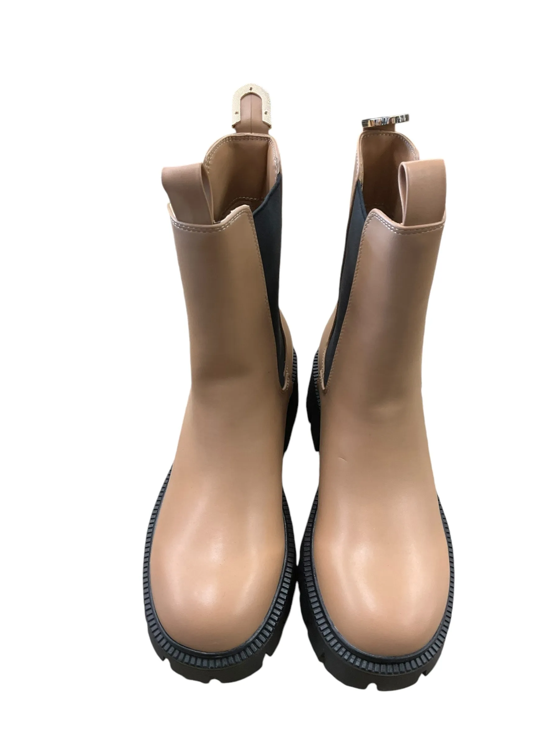 Boots Mid-calf Flats By Nasty Gal In Beige, Size: 6.5