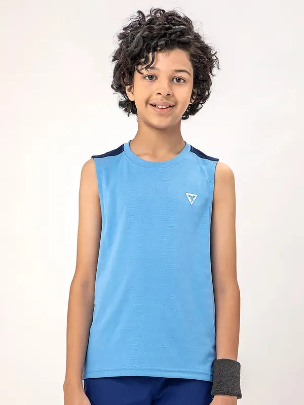 Boys Colorblock Slim Fit Crew Neck T-shirt with TECHNO COOL 