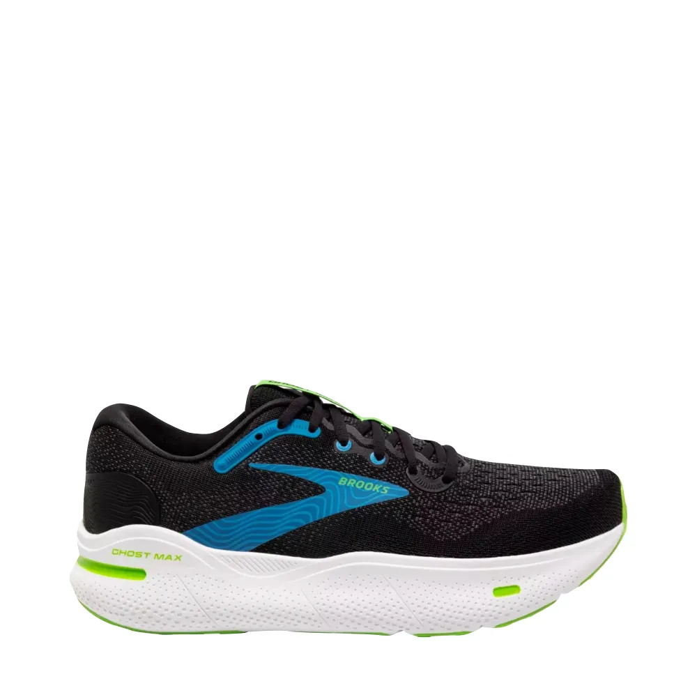 Brooks Men's Ghost Max Running Sneaker in Ebony/Atomic Blue/Jasmine