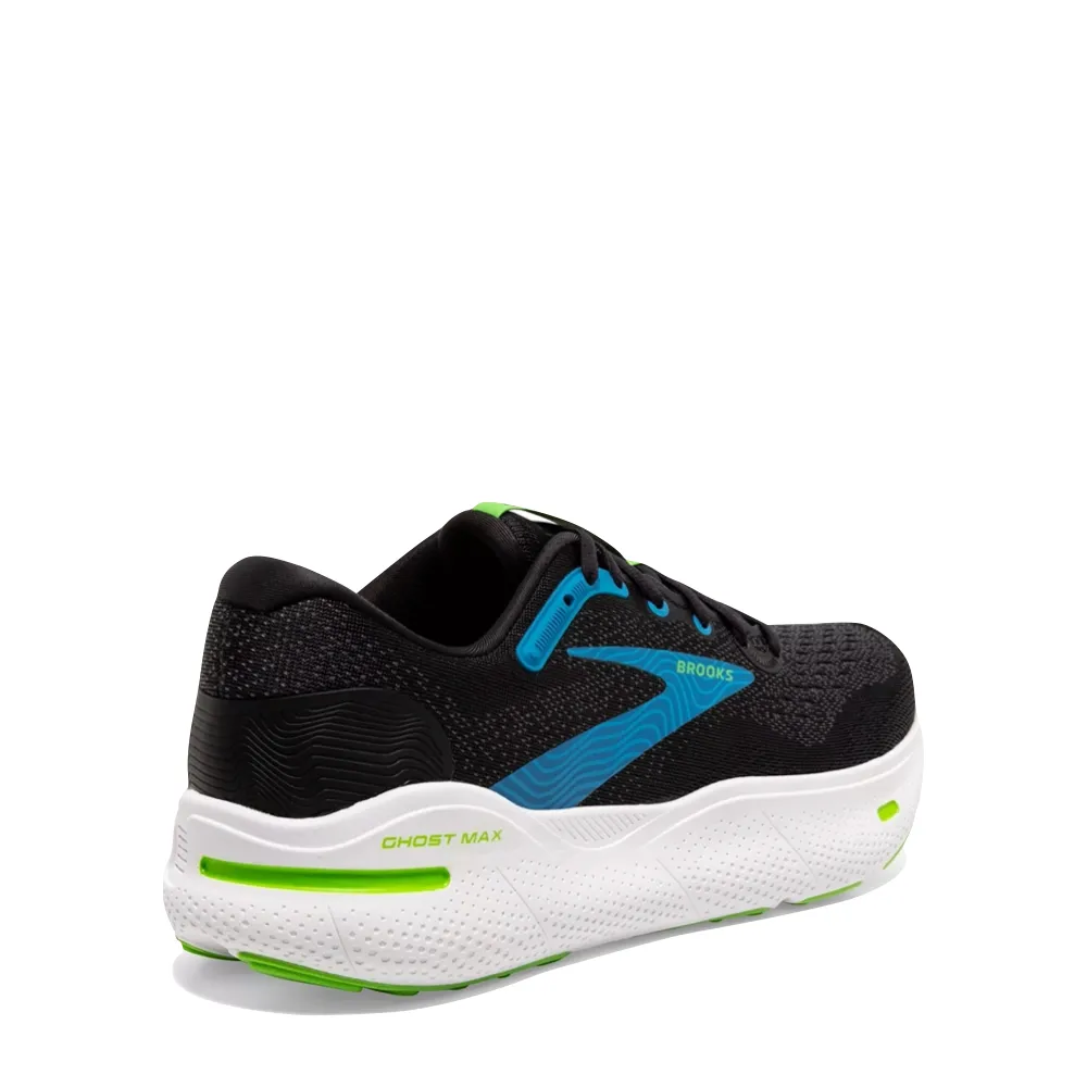 Brooks Men's Ghost Max Running Sneaker in Ebony/Atomic Blue/Jasmine