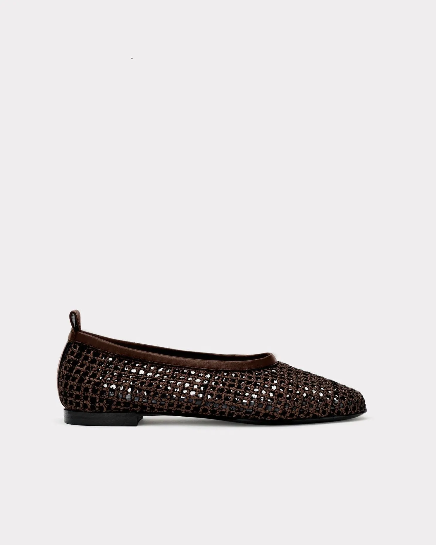 Brown Woven Leather Ballet Flats