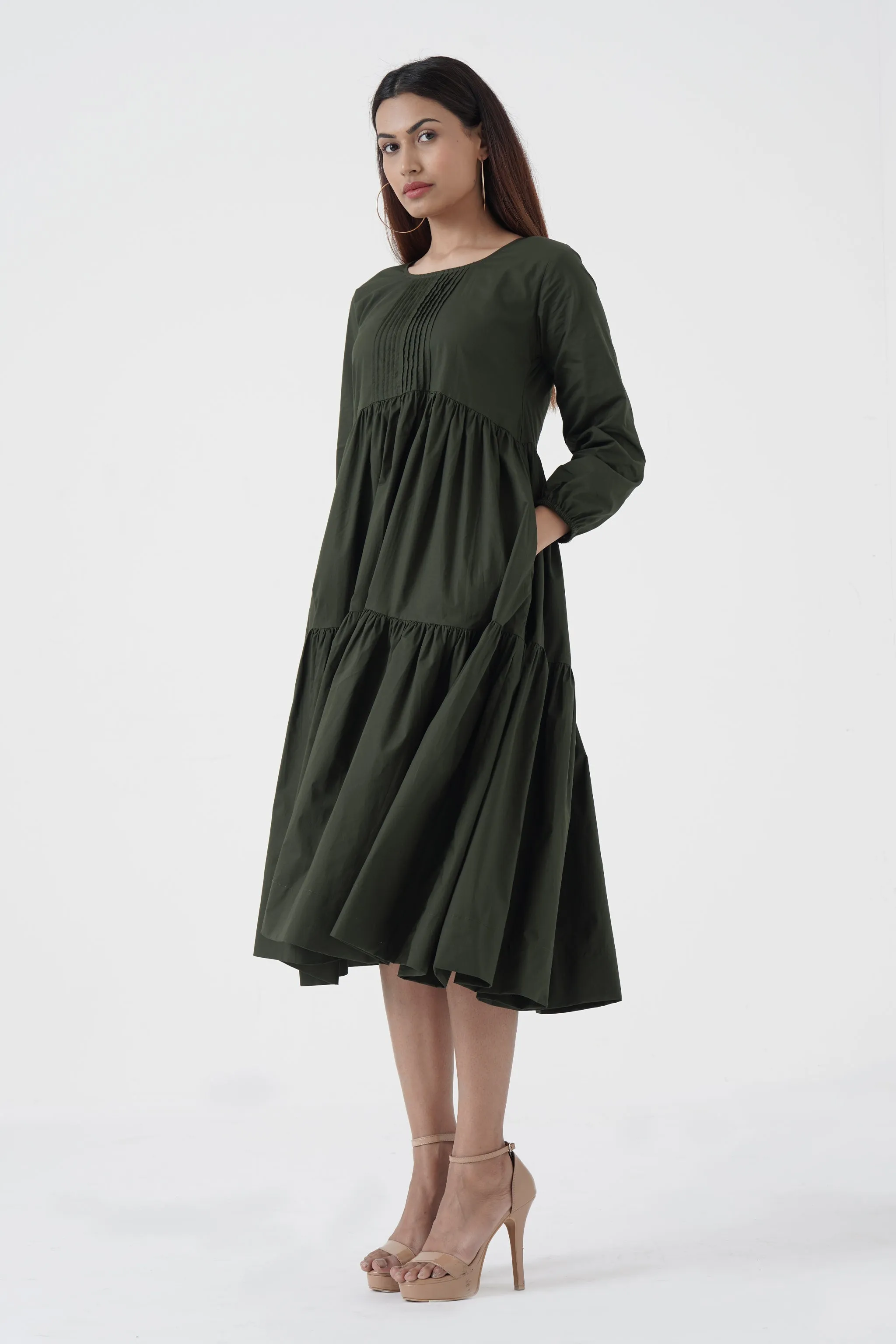 Bustling Soul - Back strap Tier Dress - Green