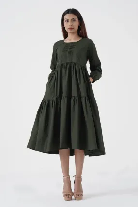 Bustling Soul - Back strap Tier Dress - Green