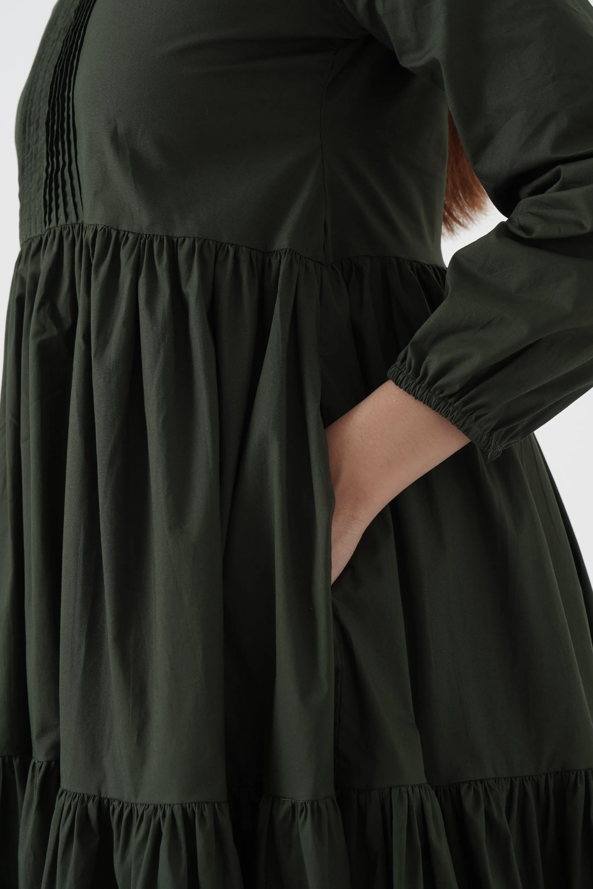 Bustling Soul - Back strap Tier Dress - Green