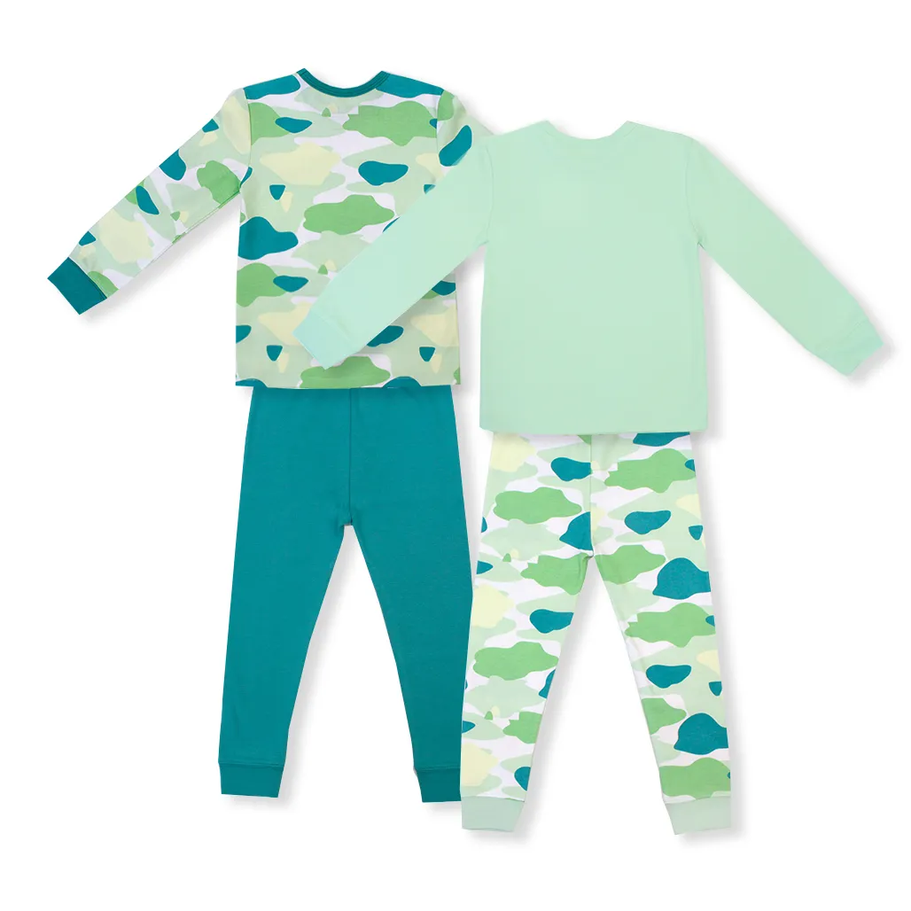 Camo Flash Jammies Pyjamas 4pc Bundle Set (Green)