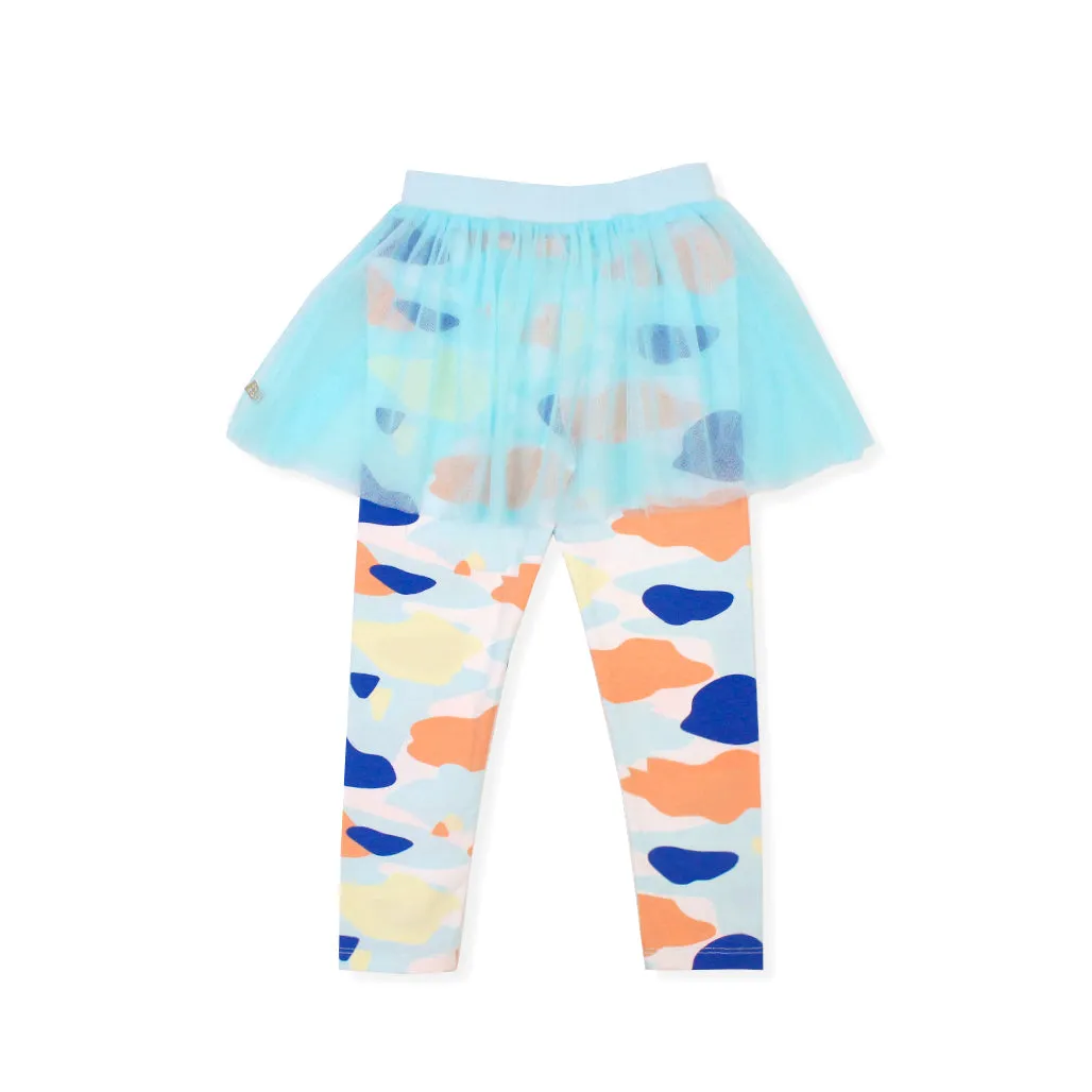 Camo Flash Tulle Skirt Leggings (Blue)