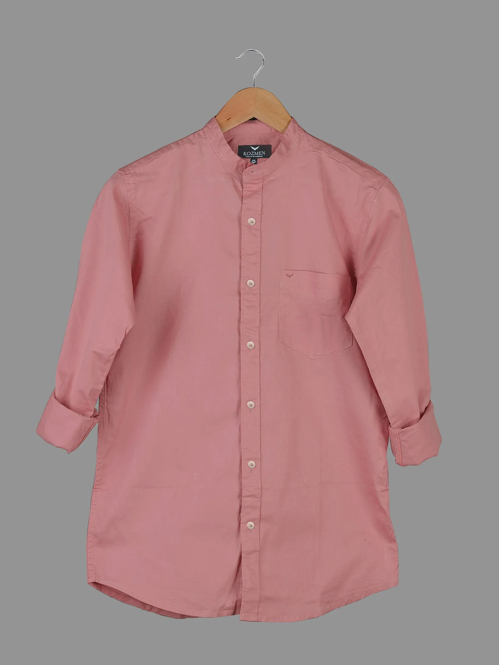 Coral Premium Super Soft Solid Cotton Mandarin Collar Shirt