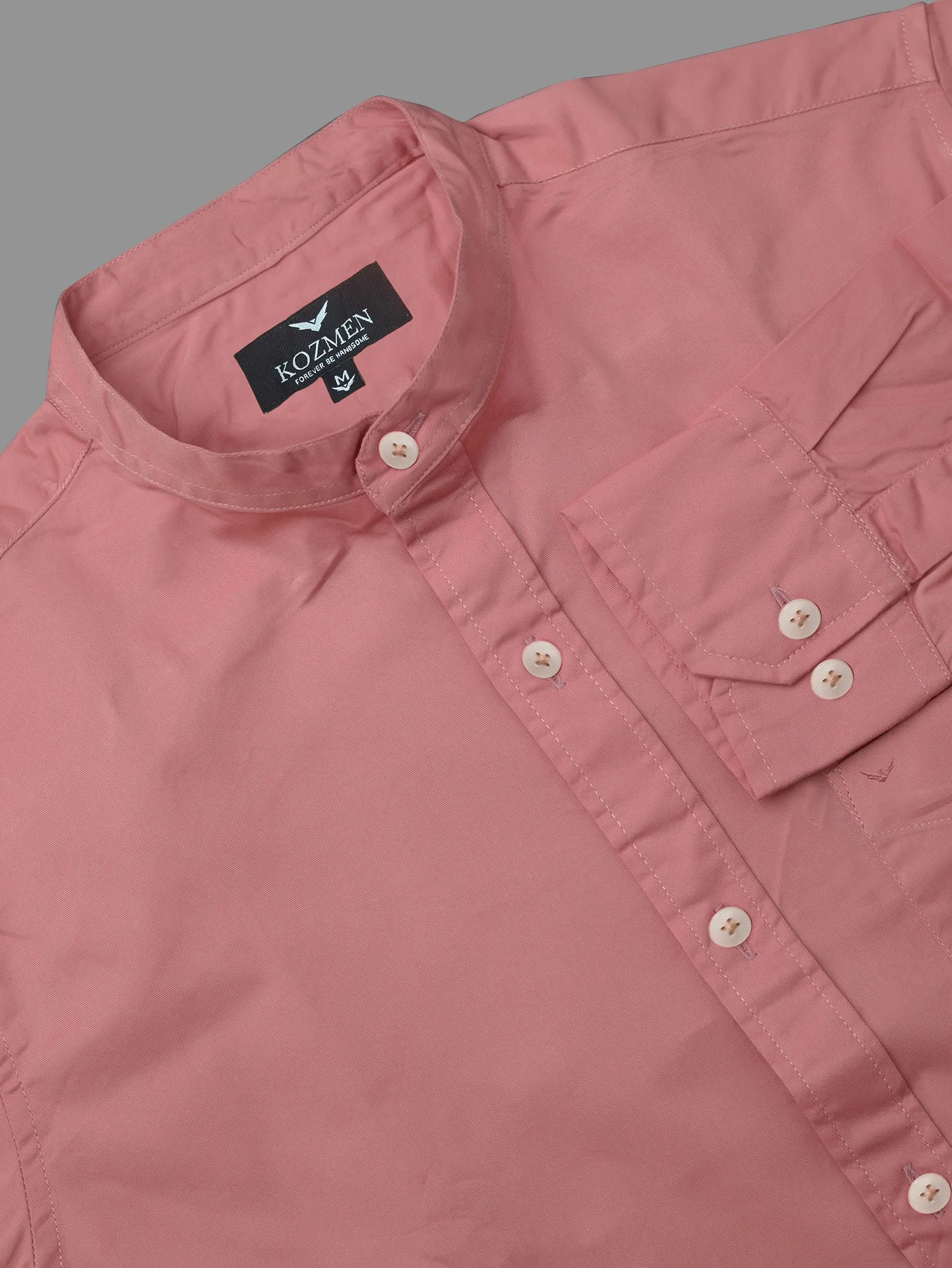 Coral Premium Super Soft Solid Cotton Mandarin Collar Shirt