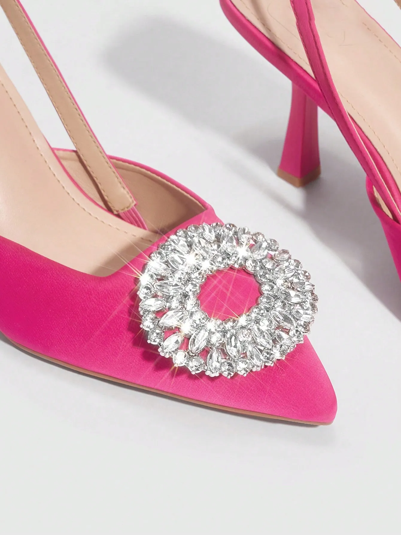 CUCCOO CHICEST Woman Shoes High Heel Rhinestone Design Hot Pink Buckle Shoes For Summer Graduation Heels Prom Heels Vacation Shoes Summer Sale Elegant Heels