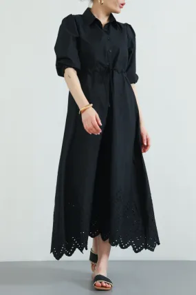 CUTWORK POPLIN DRESS