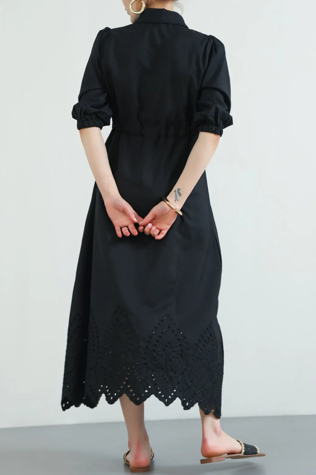 CUTWORK POPLIN DRESS