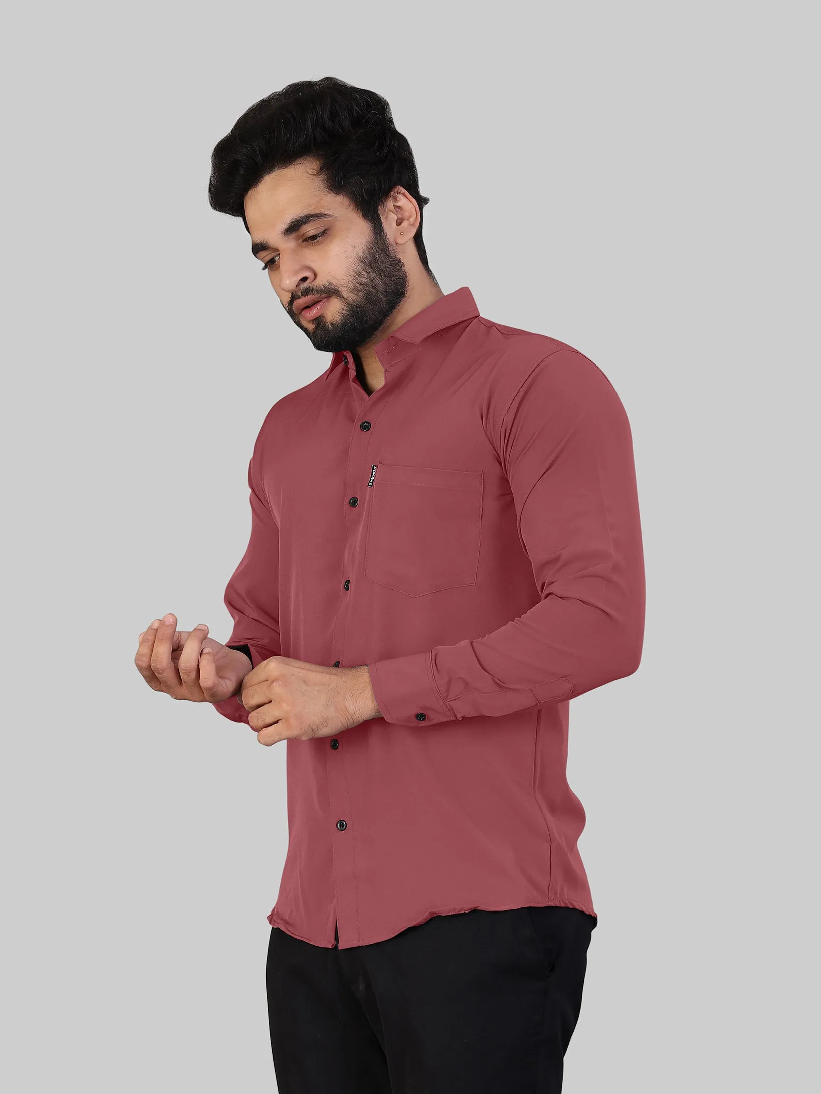 Dark Peach Expandable Full Sleeve Shirt