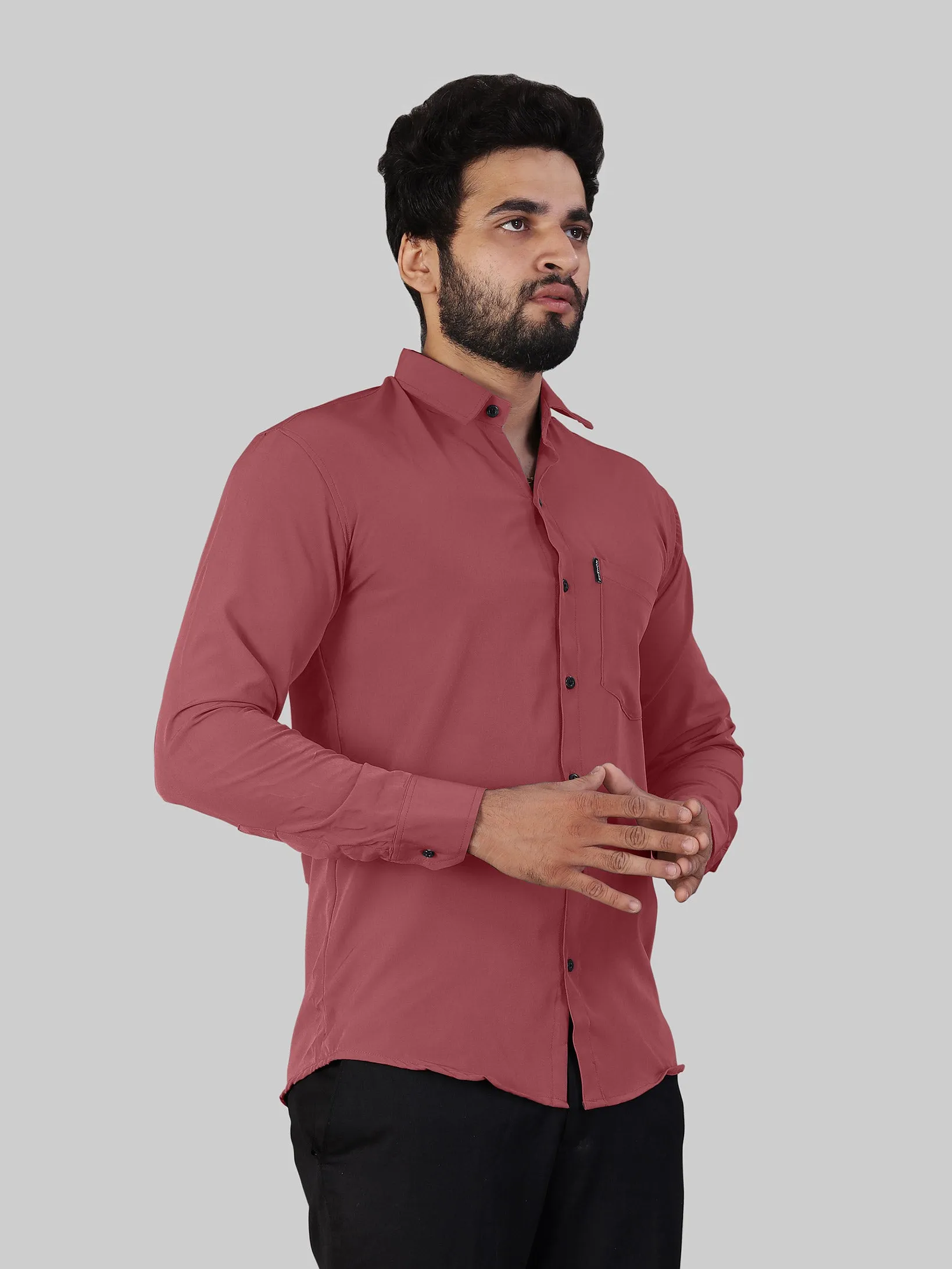 Dark Peach Expandable Full Sleeve Shirt