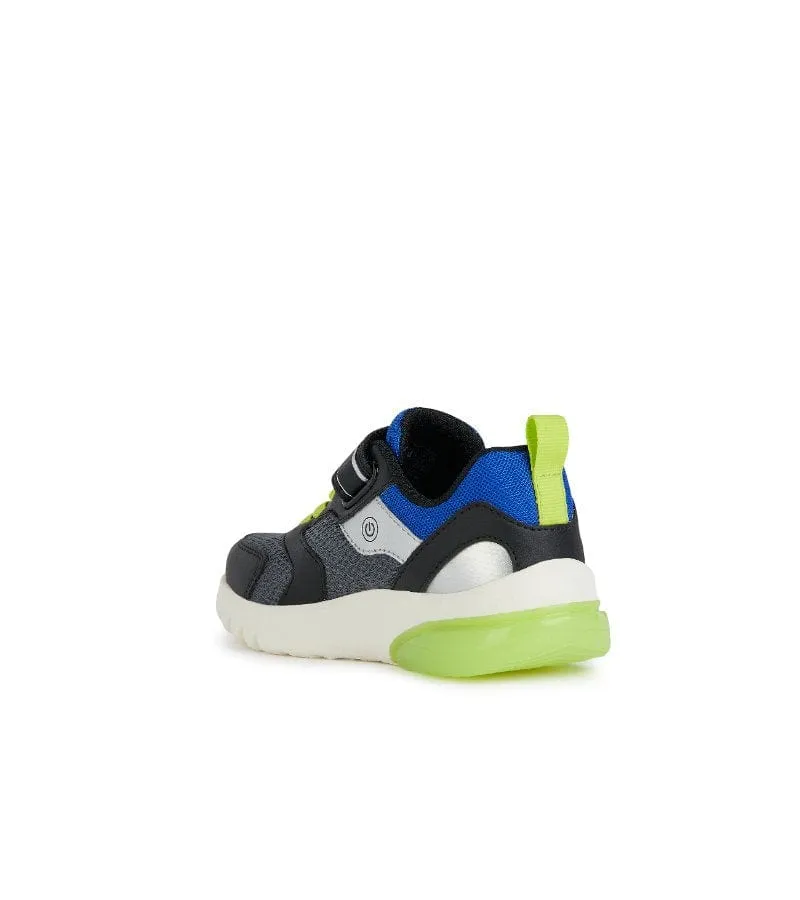 Geox Boys Light Up Slip In Grey Casual Trainer Ciberdron - J45LBC