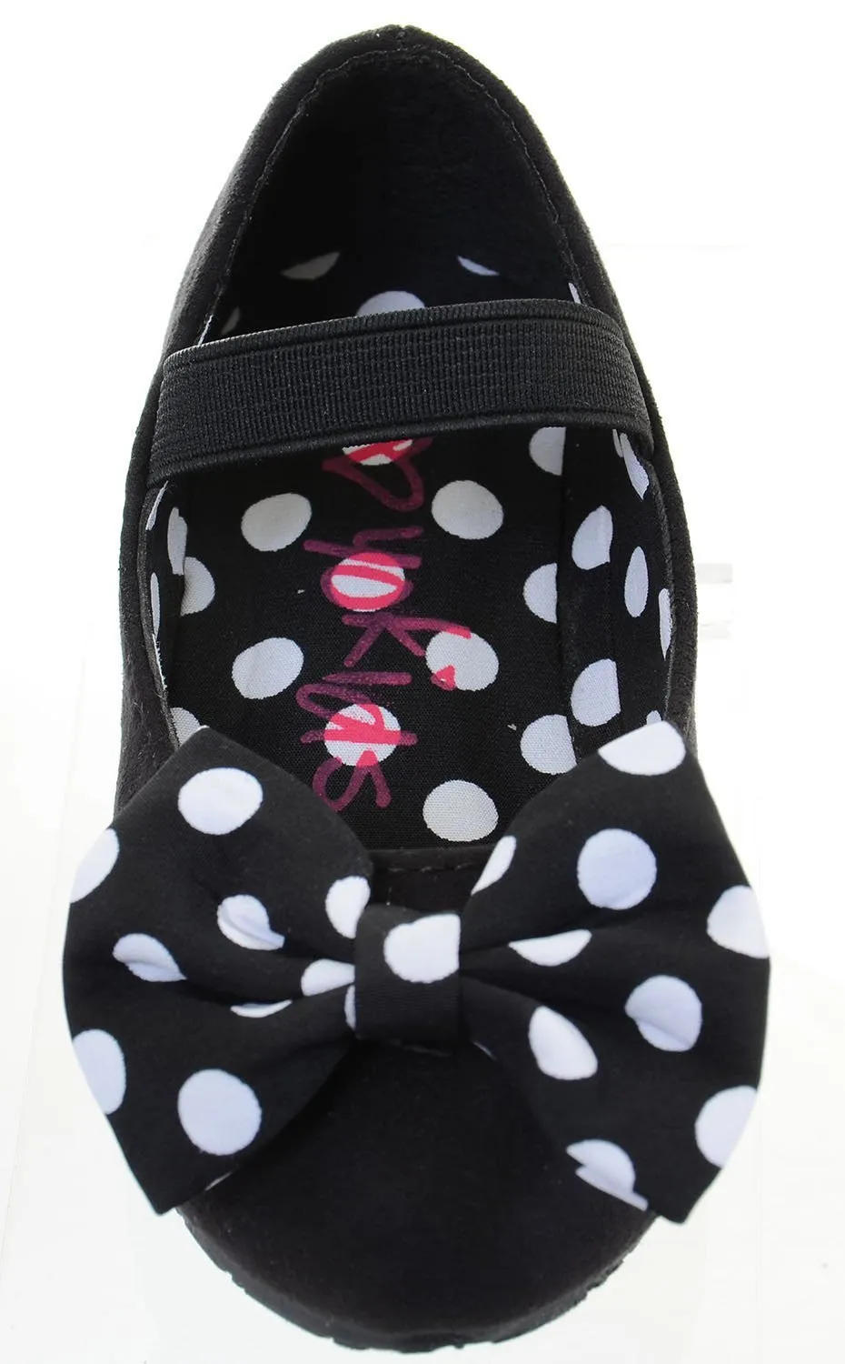 Girls Polka Dot Bows Single Strap Mary Jane Flats Kids