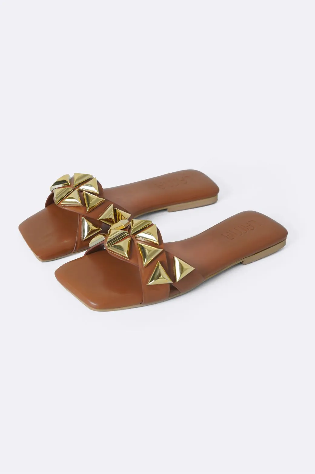 GOLD STUD SLIDES