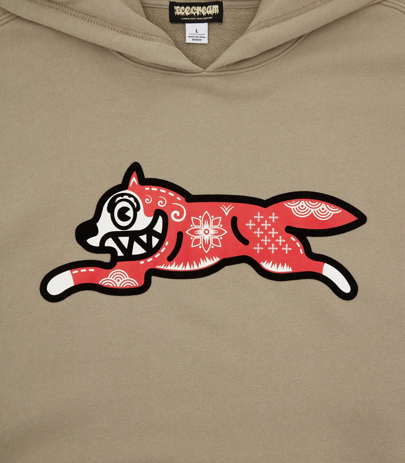 KIRIGAMI FLOCK RUNNING DOG HOODIE - BEIGE