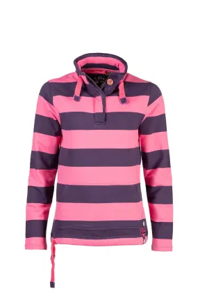 Ladies Rydale Button Neck Stripe Sweatshirt