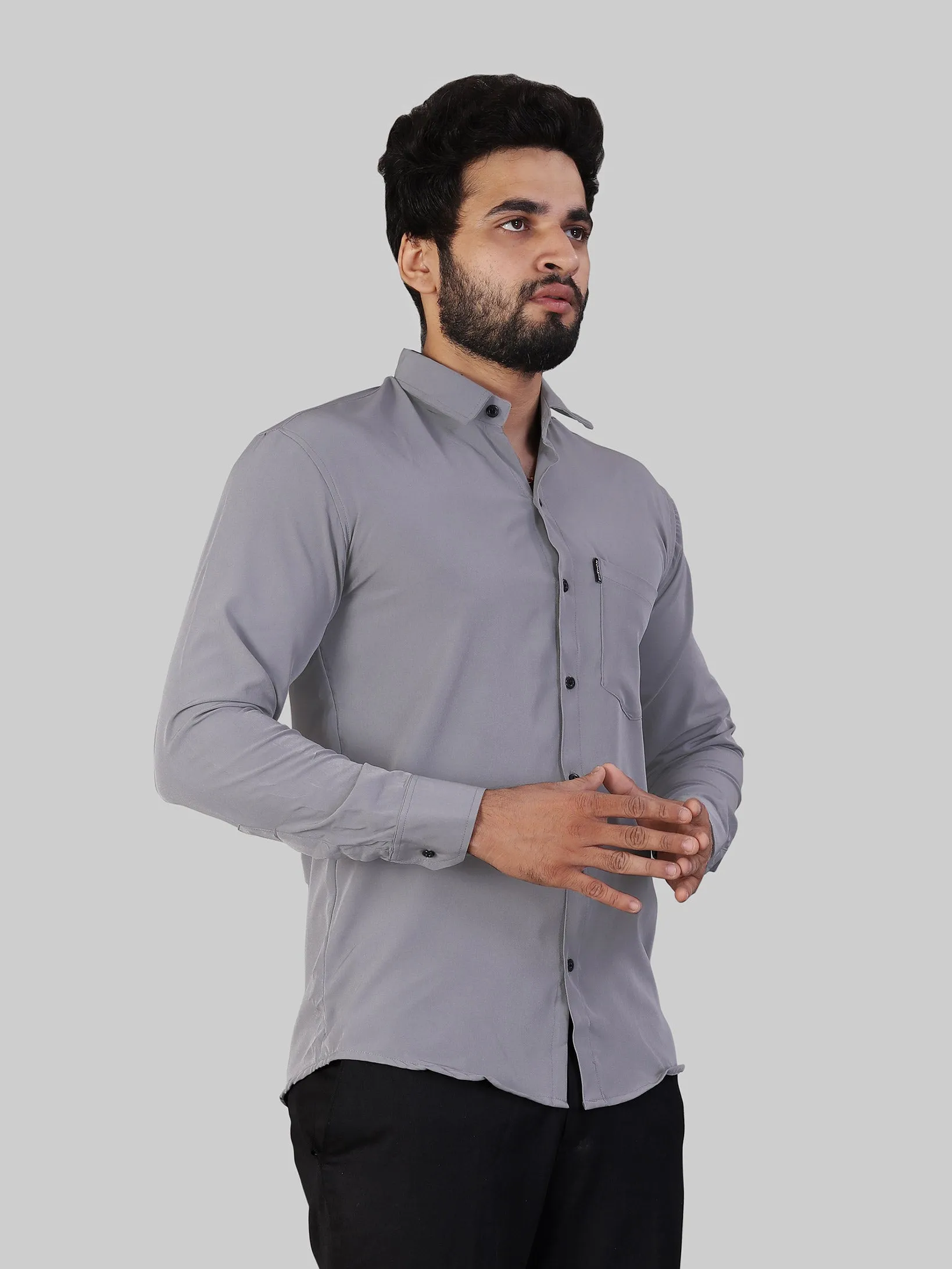 Light Grey Expandable Full Sleeve Shirt