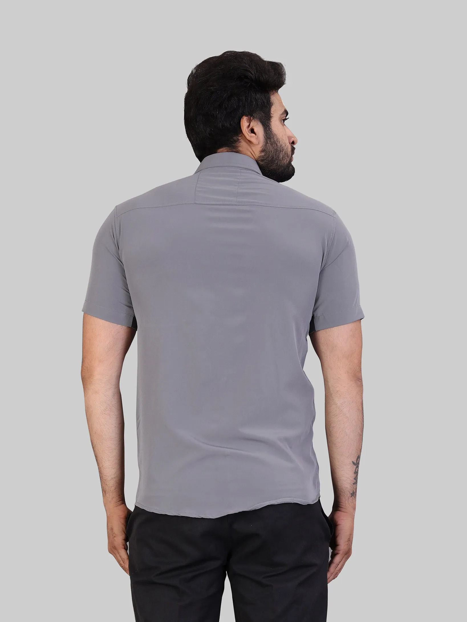 Light Grey Expandable Short Sleeve Shirt