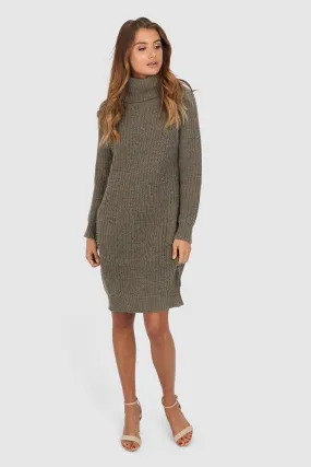 Lost In Lunar Memphis Knit Dress Khaki